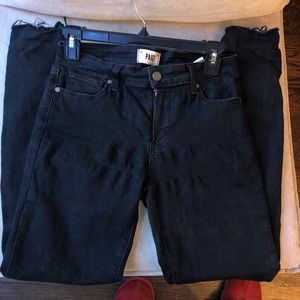 Paige Verdugo Raw Hem Ankle Black Distressed Jeans, size 27
